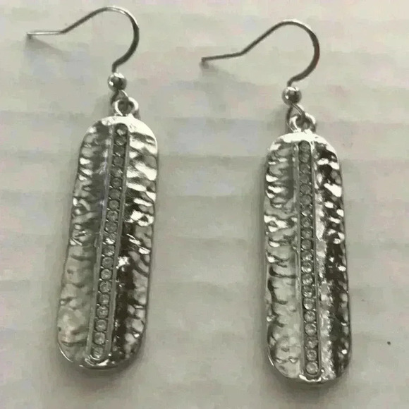 Charter Club new Silver Oval Drop w/ Pave Stones - Picture 7 of 8